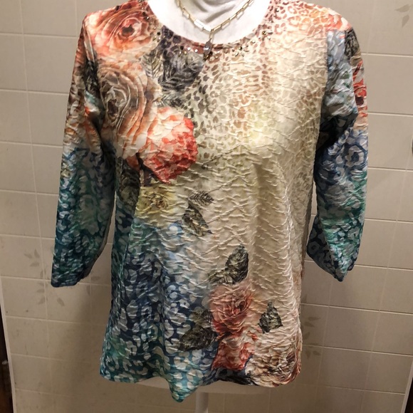 Alfred Dunner Petite Small Multicolor Top - Picture 1 of 6